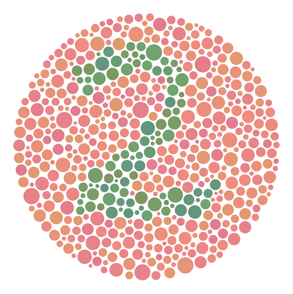 石原色覚検査表の仮性同色図（数字2）